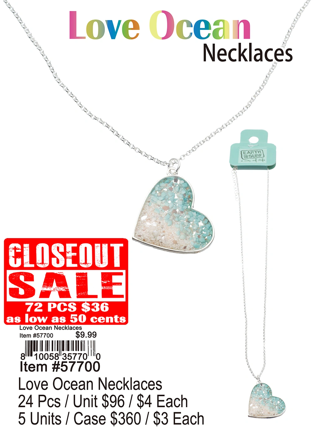 Love Ocean Necklaces - Closeout 72 Pcs.